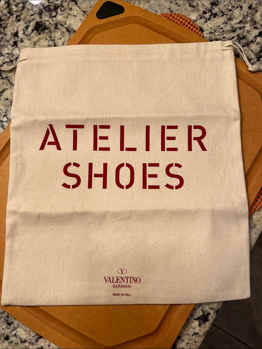 Valentino Garavani Natural Canvas Dust Bag with Red Logo